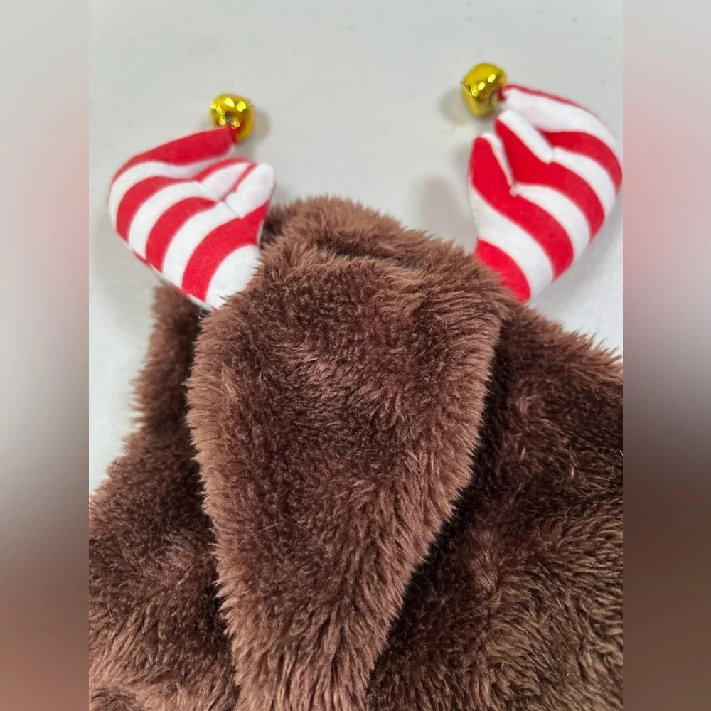 Festive Brown Reindeer Dog Costume, Small-14”